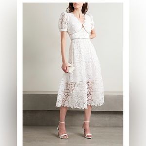 SELF-PORTRAIT: Embellished Lace Midi Dress